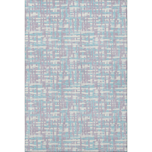 9' X 12' Lavender Ivory And Aqua Abstract Geometric Washable Area Rug With UV Protection