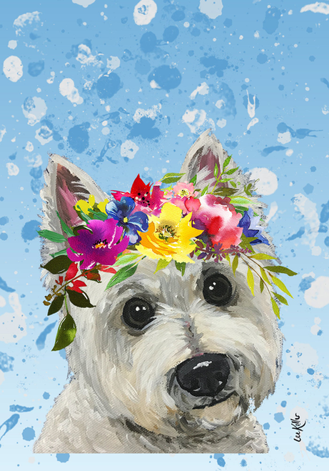 Westie - Hippie Hound Studios Summer Crown  House and Garden Flags