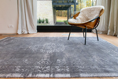 3' X 5' Gold And Blue Abstract Washable Area Rug With UV Protection