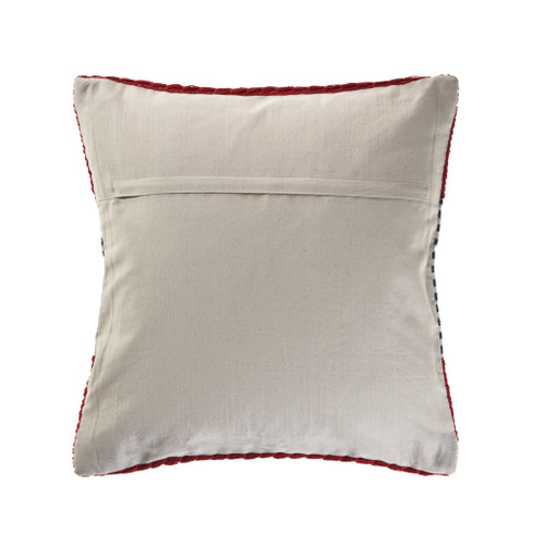20" Red And Blue Striped Cotton Blend Throw Pillow with Texture