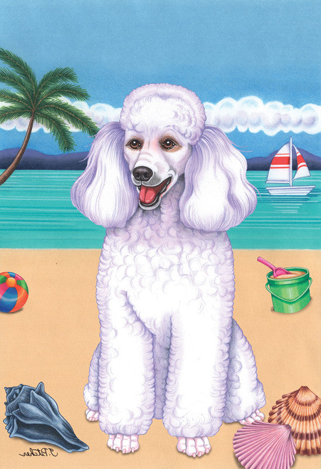 Poodle White- Tomoyo Pitcher Van Gogh Garden Flag