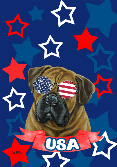Bull Mastiff - Hippie Hound Studios Patriotic  House and Garden Flags