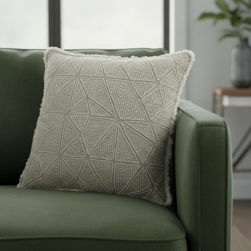 20" Taupe And Ivory Geometric Linen Throw Pillow with Texture