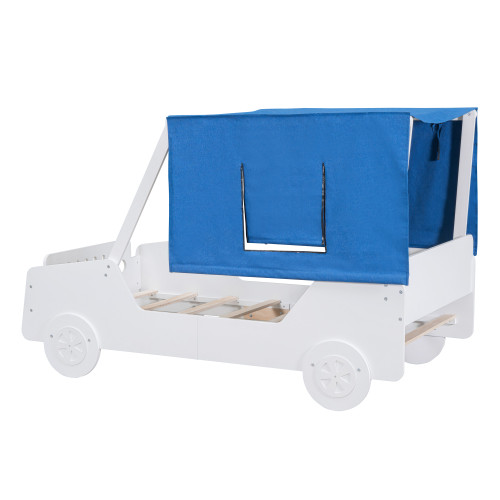 White Wood Twin Car Bed