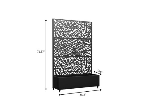 47" X 47" Black Galvanized Metal Rectangular Planter Box