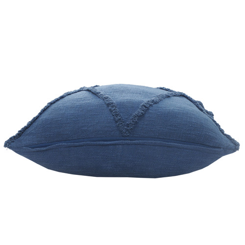 18" Blue And Cobalt Diamond Cotton Throw Pillow