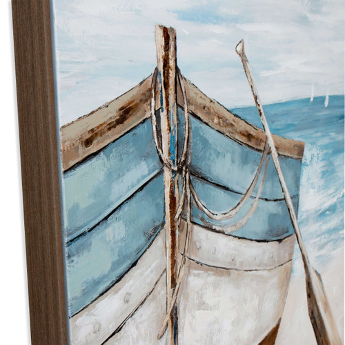 Lakeshore Hand Painted Brown Floater Frame Wall Art