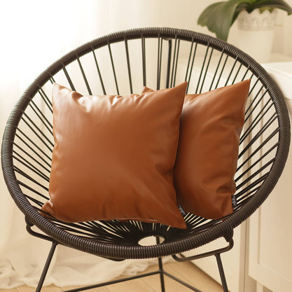 Bohemian Vegan Faux Leather Throw Pillow Covers
