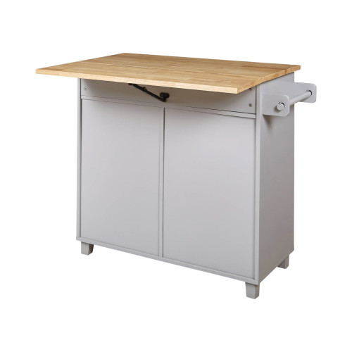 39" Gray Wood Barn Door Rolling Kitchen Island