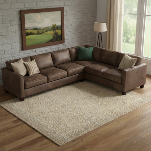 8' X 12' Beige Wool Abstract Area Rug