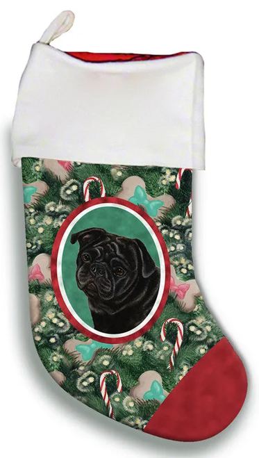 Pug  Black- Best of Breed Christmas Stocking