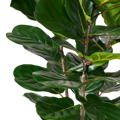 30" Green Artificial Fiddle Leaf In Cylindrical Black Pot
