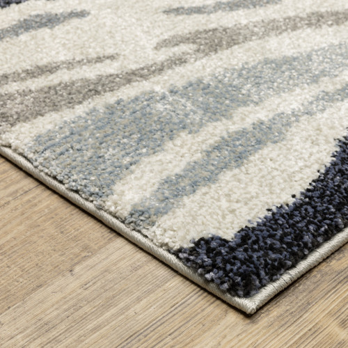 5' X 7' Blue And Gray Abstract Area Rug