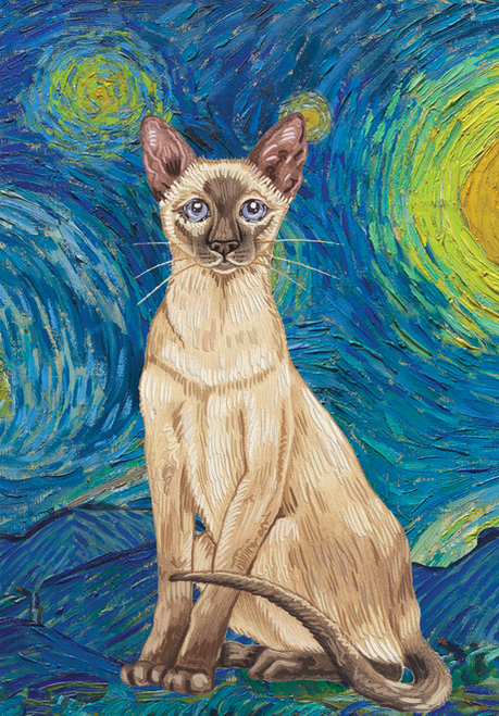 Siamese - Tomoyo Pitcher Van Gogh Cat- House and Garden Flag