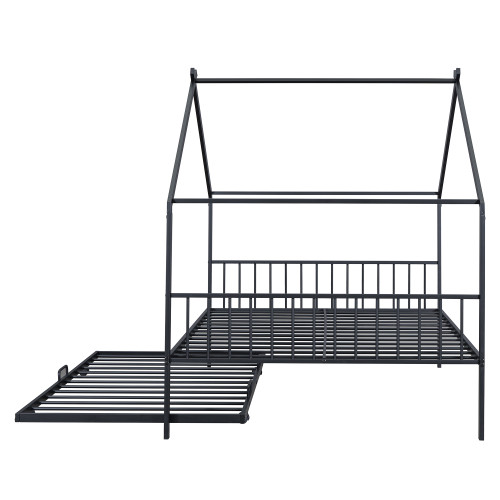 Black Metal Full Bed Frame With Trundle