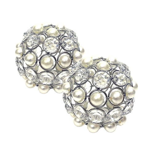 Facetas Perla 3" Cristal & Pearl Sphere - Set of 2