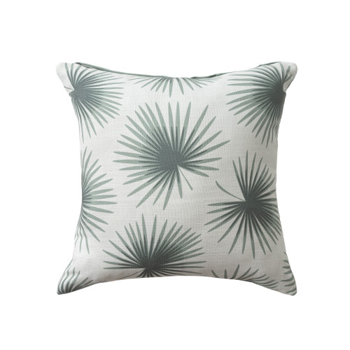 22" Green And White Floral Throw Pillow