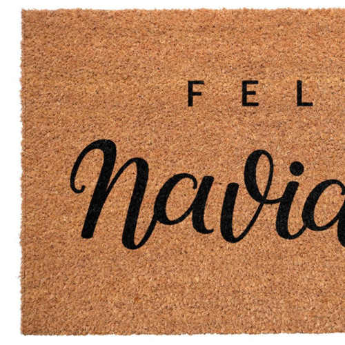 17" X 29" Brown And Black Christmas Outdoor Coir Door Mat