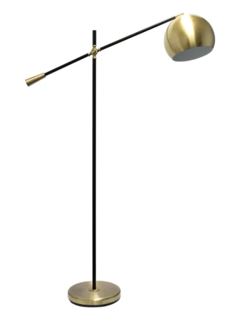 Lalia Home Black Matte Swivel Floor Lamp with Inner White Dome Shade
