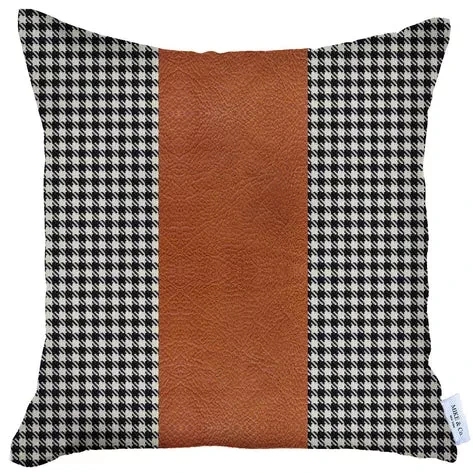 Boho-Chic Vegan Faux Leather Throw Pillow
