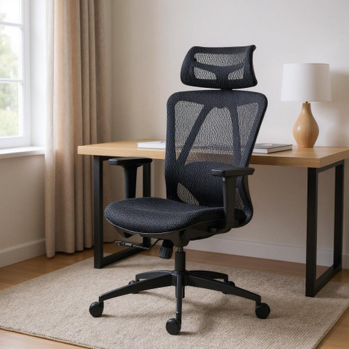 Black Adjustable Height Swivel Rolling Gaming Chair