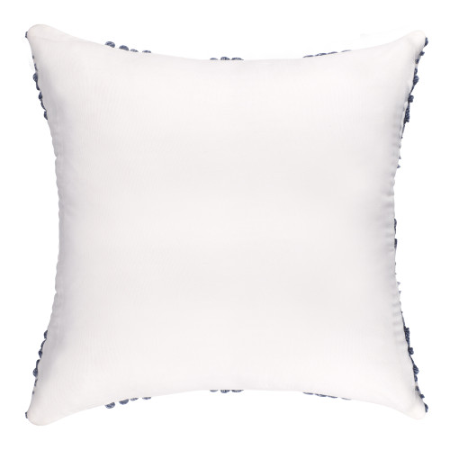 20" Navy Blue And White Diamond Recycled Poly Linen Throw Pillow with Texture