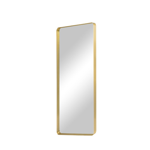 Gold Aluminum Freestanding Ornate Framed Accent Mirror