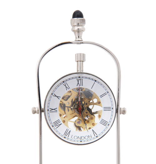 3.75" X 2.5" X 10.5" Brass See Thru Clock Double