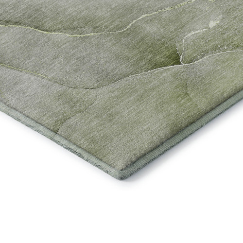 10' X 14' Olive Green And Ivory Abstract Washable Area Rug With UV Protection