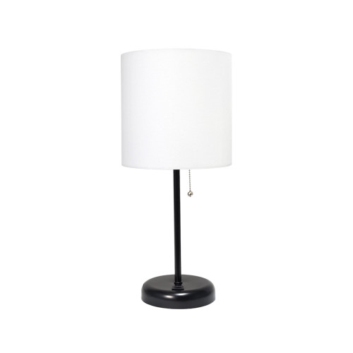 20" Black USB Table Lamp LED With Drum Shade
