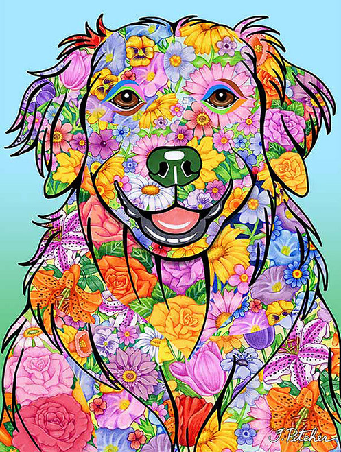 Golden Retriever - Tomoyo Pitcher Flowers Garden Flag