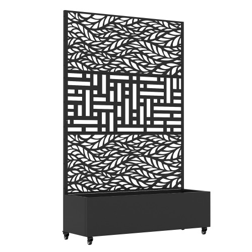71" X 47" Black Galvanized Metal Rectangular Planter Box