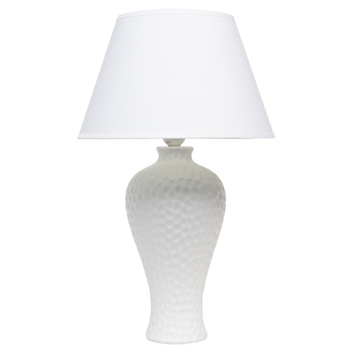 20" White Round Table Lamp With Drum Shade