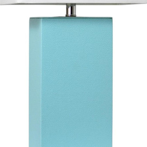 21" Aqua Faux Leather Table Lamp LED With White Shade