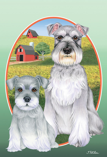 Schnauzer Grey Uncropped- Tomoyo Pitcher Van Gogh Garden Flag