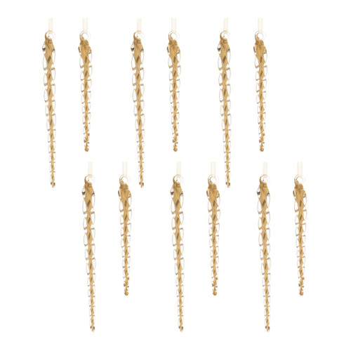 Set of Six Gold Glass Hanging Figurine Ornaments