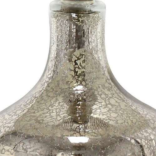 23" Clear And Silver Glass And Metal Novelty Table Lamp With White Drum Shade