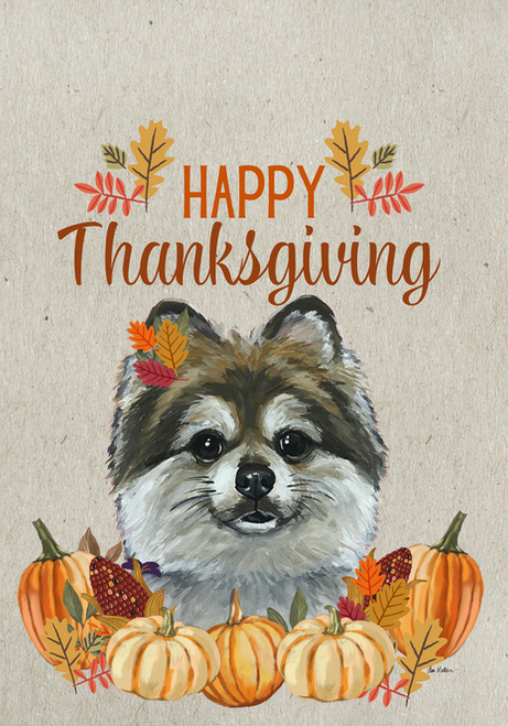 Pomeranian - Hippie Hound Studio Best of Breed Thanksgiving House and Garden Flag