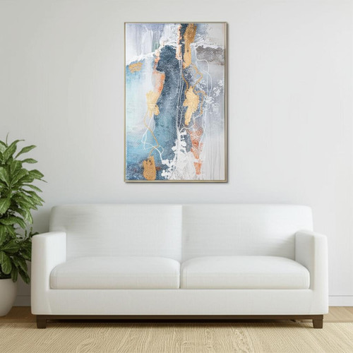 Bounding Main And Hand Painted Canvas Hand Painted Silver Floater Frame Wall Art