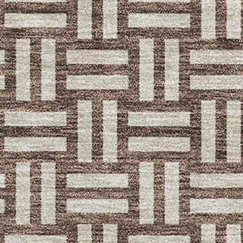 9' X 12' Brown And Beige Abstract Geometric Washable Area Rug With UV Protection