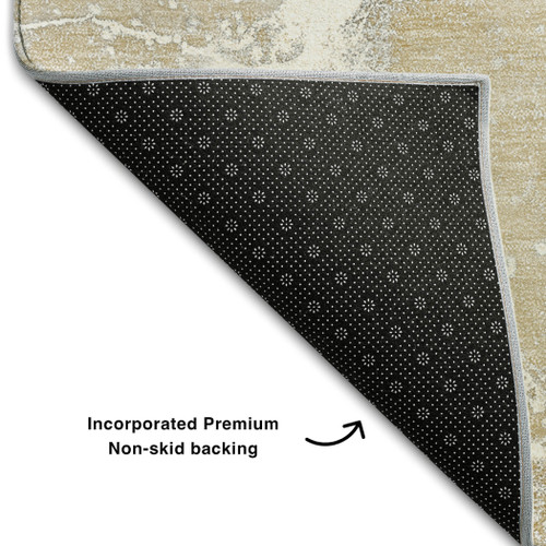 9' X 12' Beige And Ivory Abstract Washable Area Rug With UV Protection