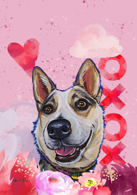 Australian Cattle Dog - Hippie Hound Studios Valentines  House and Garden Flags