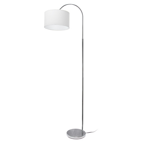 66" White Metal Floor Lamp With White Fabric Drum Shade