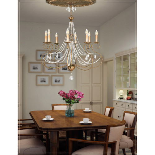 Ten Light Dimmable Chandelier With Shades
