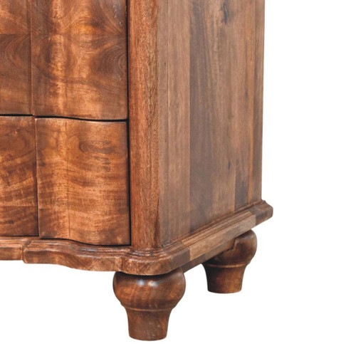 25" Brown Solid Wood Two Drawer Nightstand