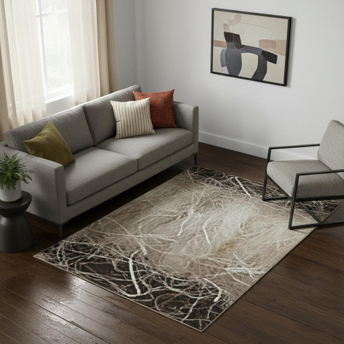 5' X 8' Blue And Ivory Abstract Hand Woven Area Rug
