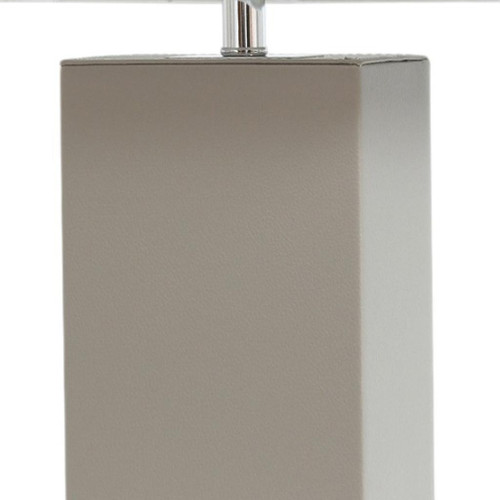 21" Gray Faux Leather USB Table Lamp LED With White Shade