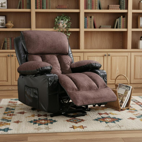 39" Black Faux Leather Heated Massage Lift Assist Power Lift Assist Zero Gravity Recliner With USB