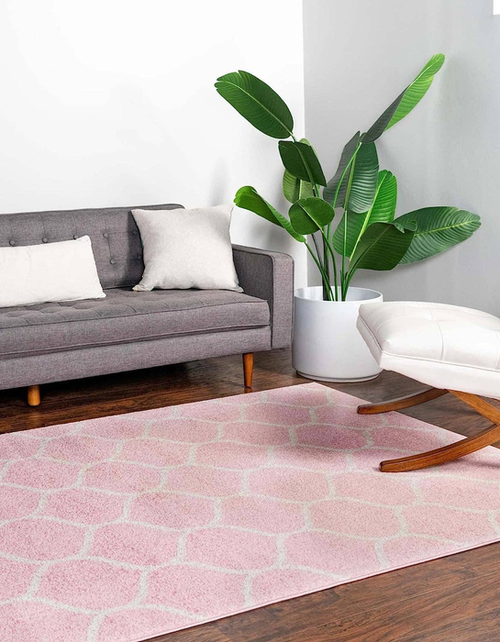 5x8 Feet Pink Ivory Trellis Modern Area Rug