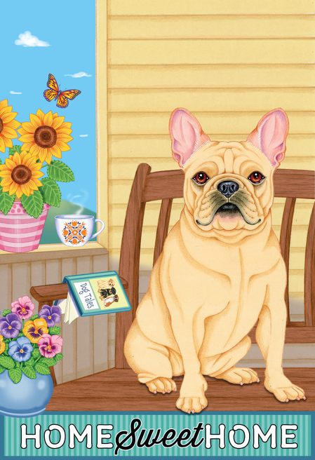French Bulldog Cream - Tomoyo Pitcher Home Sweet Home Outdoor Flag